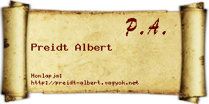 Preidt Albert névjegykártya